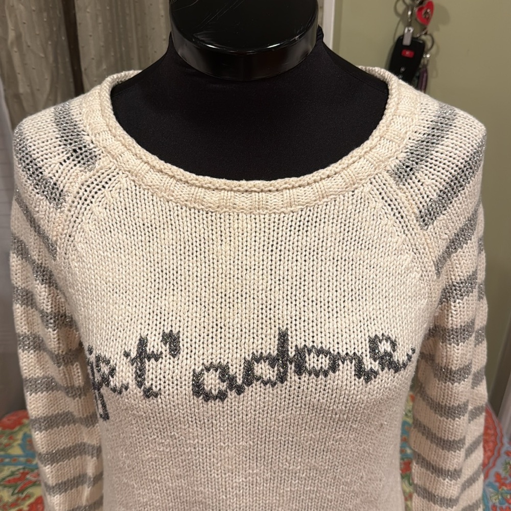 ANTHROPOLOGIE Moth “jet'adore” Crew Neck Sweater - Picture 2 of 11